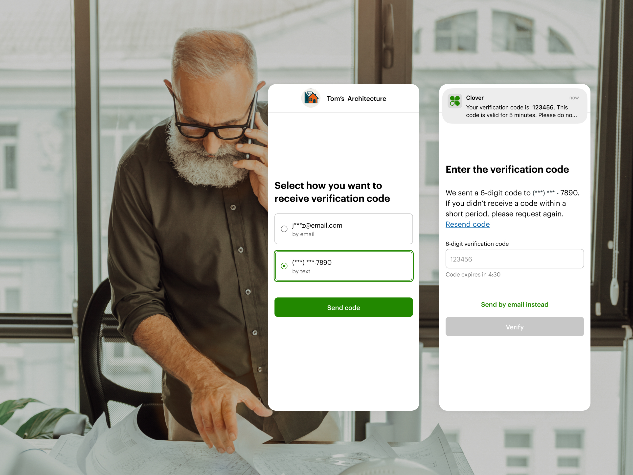 Client email view — OTP verification flow