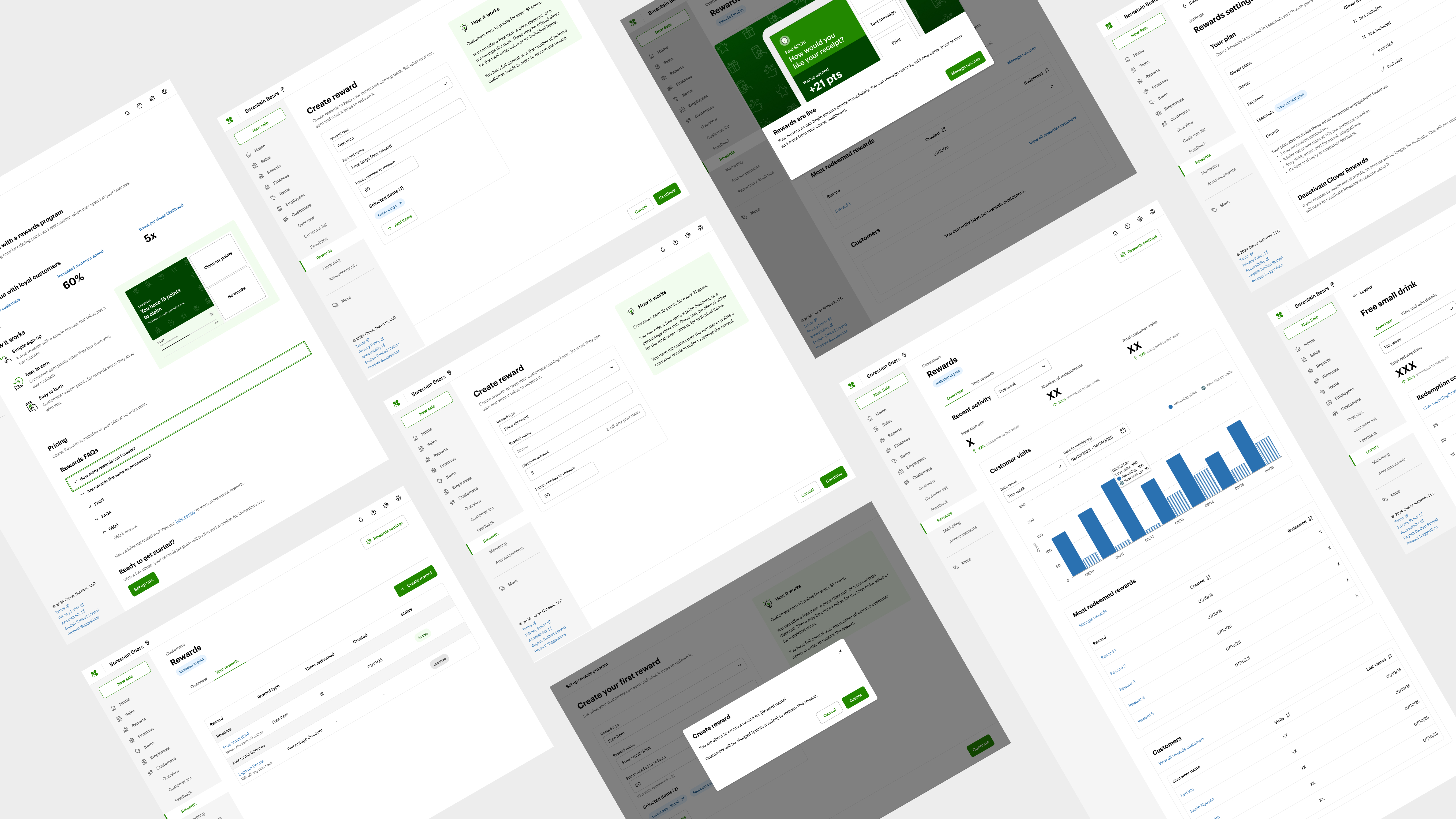 Merchant loyalty onboarding, program creation, and rewards dashboard across the Clover experience